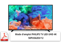 Mode d'emploi PDF gratuit PHILIPS 50PUS6203 TV LED UHD 4K