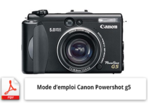 Télécharger le mode d'emploi de l'appareil photo Canon Powershot g5