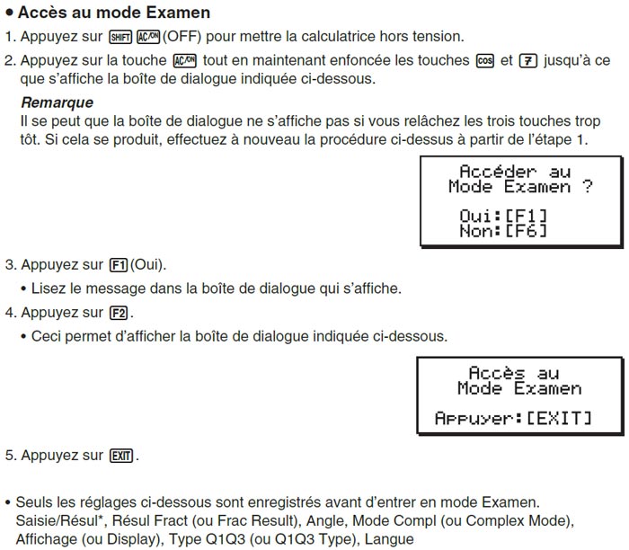 Activer le Mode Examen dans les calculatrices Casio 35+E et Casio 35+E II